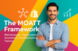 Man standing in front of a colorful background with 'The MOATT Framework' text and icons.